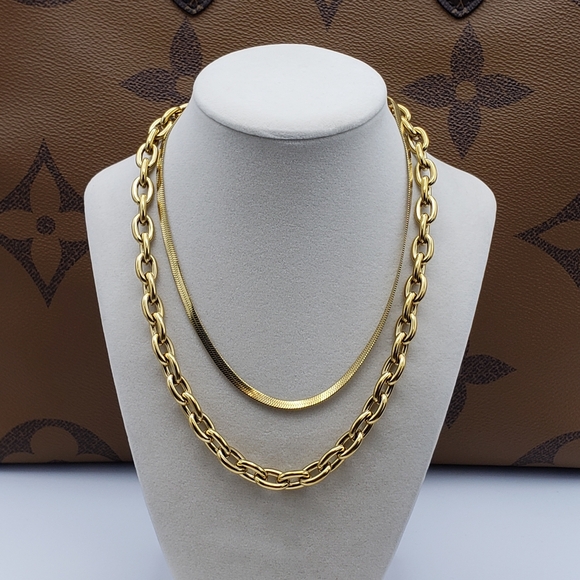 18k Gold Plated Stainless Steel Chain W/ Authentic Louis Vuitton Padlock Pendant - Picture 8 of 15